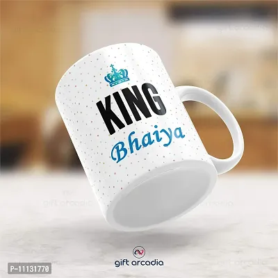 Gift Arcadia Ceramic King Bhaiya & Queen Bhabhi Coffee Mug - 2 Pieces, White, 330ml (A297)-thumb3