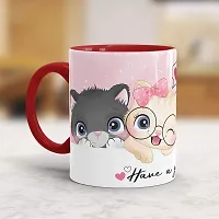 Gift Arcadia Ceramic Cute Kittens Coffee Mug - 1 Piece, Red, 330ml (A002)-thumb1