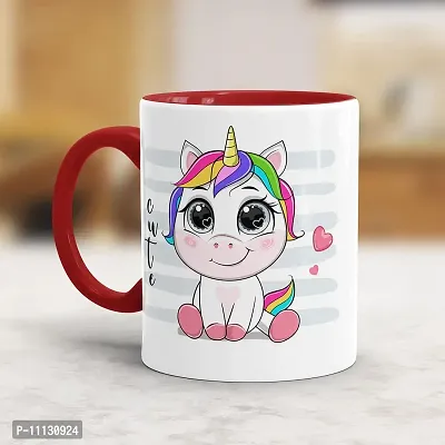 Gift Arcadia Ceramic Unicorn Coffee Mug - 1 Piece, Red, 330ml (A245)-thumb2