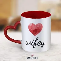 Gift Arcadia Ceramic Hubby & Wifey Heart Handle Coffee Mug - 2 Pieces, Red, 330ml (A015)-thumb2