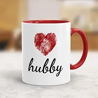 Gift Arcadia Ceramic Hubby & Wifey Coffee Mug - 2 Pieces, Red, 330ml (A015)-thumb1