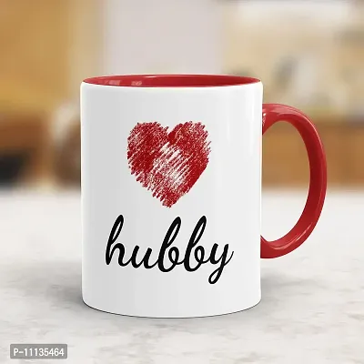 Gift Arcadia Ceramic Hubby & Wifey Coffee Mug - 2 Pieces, Red, 330ml (A015)-thumb2