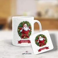 Gift Arcadia Ceramic Merry Christmas Coffee Mug with Coaster - 1 Piece, White, 330ml (COM005)-thumb3