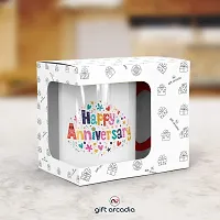 Gift Arcadia Ceramic Happy Anniversary Coffee Mug - 2 Pieces, Red, 330ml (A308)-thumb4