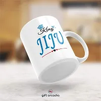 Gift Arcadia Ceramic King Jiju & Queen Didi Coffee Mug - 2 Pieces, White, 330ml (A294)-thumb2