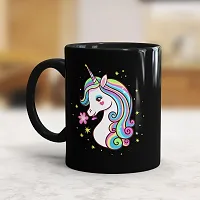 Gift Arcadia Ceramic Unicorn Coffee Mug - 1 Piece, Black, 330ml (A242)-thumb1