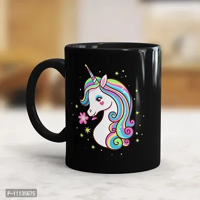 Gift Arcadia Ceramic Unicorn Coffee Mug - 1 Piece, Black, 330ml (A242)-thumb2