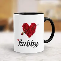 Gift Arcadia Ceramic Hubby & Wifey Rose Petals Coffee Mug - 2 Pieces, Multicolor, 330ml (A131)-thumb1