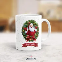 Gift Arcadia Ceramic Merry Christmas Coffee Mug with Coaster - 1 Piece, White, 330ml (COM005)-thumb1