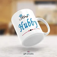 Gift Arcadia Ceramic King Hubby & Queen Wifey Coffee Mug - 2 Pieces, White, 330ml (A295)-thumb2