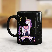 Gift Arcadia Ceramic Unicorn Coffee Mug - 1 Piece, Black, 330ml (A240)-thumb1