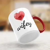 Gift Arcadia Ceramic Hubby & Wifey Coffee Mug - 2 Pieces, Red, 330ml (A015)-thumb2