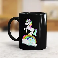 Gift Arcadia Ceramic Unicorn Coffee Mug - 1 Piece, Black, 330ml (A246)-thumb1