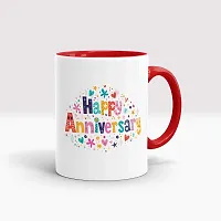 Gift Arcadia Ceramic Happy Anniversary Coffee Mug - 2 Pieces, Red, 330ml (A308)-thumb1