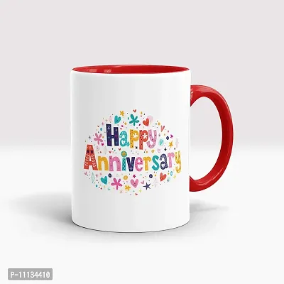 Gift Arcadia Ceramic Happy Anniversary Coffee Mug - 2 Pieces, Red, 330ml (A308)-thumb2