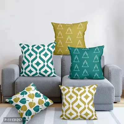 Gift Arcadia Satin Geometric Decorative Pillow | Cushion Cover, Set of 5, CC5A001 (16 Inch x 16 Inch)