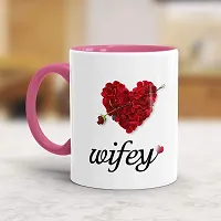 Gift Arcadia Ceramic Hubby & Wifey Rose Petals Coffee Mug - 2 Pieces, Multicolor, 330ml (A131)-thumb2