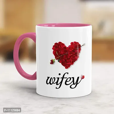 Gift Arcadia Ceramic Hubby & Wifey Rose Petals Coffee Mug - 2 Pieces, Multicolor, 330ml (A131)-thumb3