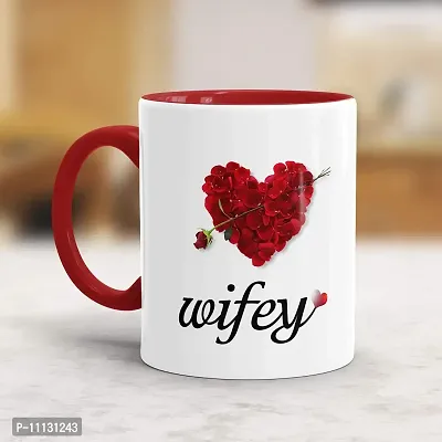 Gift Arcadia Ceramic Hubby & Wifey Rose Petals Coffee Mug - 2 Pieces, Multicolor, 330ml (A131)-thumb3