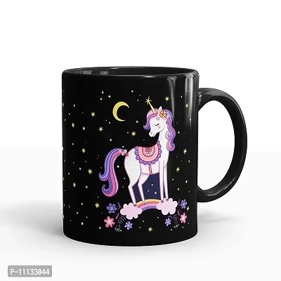 Gift Arcadia Ceramic Unicorn Coffee Mug - 1 Piece, Black, 330ml (A240)-thumb0