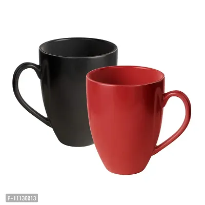 Gift Arcadia Ceramic Black & Red Coral Coffee Mugs - 2 Piece, Multicolor, 350ml