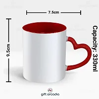 Gift Arcadia Ceramic King Hubby & Queen Wifey Heart Handle Coffee Mug - 2 Pieces, Red, 330ml (A295)-thumb3