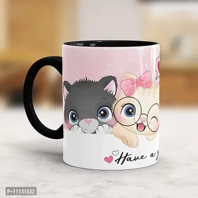 Gift Arcadia Ceramic Cute Kittens Coffee Mug - 1 Piece, Multicolor, 330ml (A002)-thumb2