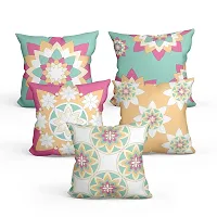 Gift Arcadia Satin Flower Decorative Pillow | Cushion Cover, Set of 5, CC5A002 (12 Inch x 12 Inch)-thumb1