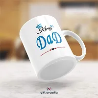 Gift Arcadia Ceramic King Dad & Queen Mom Coffee Mug - 2 Pieces, White, 330ml (A293)-thumb2