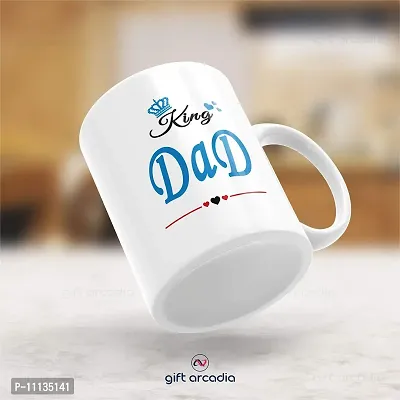 Gift Arcadia Ceramic King Dad & Queen Mom Coffee Mug - 2 Pieces, White, 330ml (A293)-thumb3