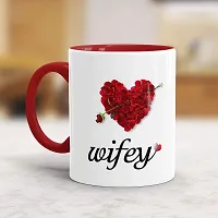 Gift Arcadia Ceramic Hubby & Wifey Rose Petals Coffee Mug - 2 Pieces, Red, 330ml (A131)-thumb2