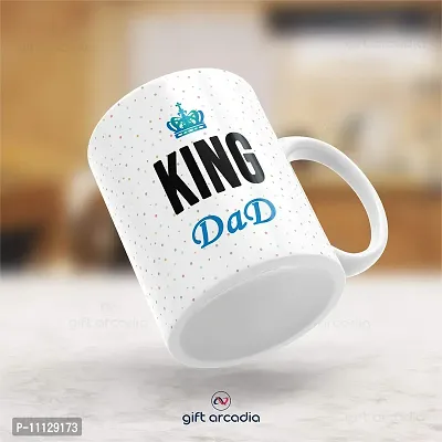 Gift Arcadia Ceramic King Dad & Queen Mom Coffee Mug - 2 Pieces, White, 330ml (A298)-thumb3