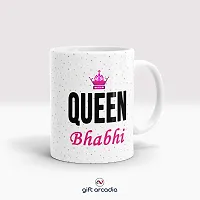 Gift Arcadia Ceramic King Bhaiya & Queen Bhabhi Coffee Mug - 2 Pieces, White, 330ml (A297)-thumb1