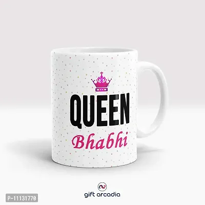 Gift Arcadia Ceramic King Bhaiya & Queen Bhabhi Coffee Mug - 2 Pieces, White, 330ml (A297)-thumb2