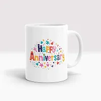 Gift Arcadia Ceramic Happy Anniversary Coffee Mug - 2 Pieces, White, 330ml (A308)-thumb1