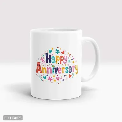 Gift Arcadia Ceramic Happy Anniversary Coffee Mug - 2 Pieces, White, 330ml (A308)-thumb2