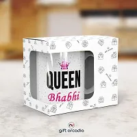 Gift Arcadia Ceramic King Bhaiya & Queen Bhabhi Coffee Mug - 2 Pieces, White, 330ml (A297)-thumb4