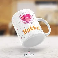 Gift Arcadia Ceramic Hubby Wifey Coffee Mug - 2 Pieces, White, 330ml (A287)-thumb2