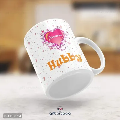 Gift Arcadia Ceramic Hubby Wifey Coffee Mug - 2 Pieces, White, 330ml (A287)-thumb3