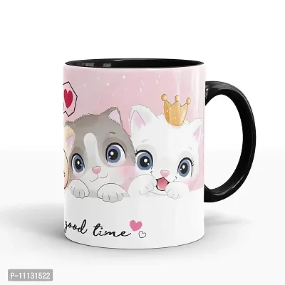 Gift Arcadia Ceramic Cute Kittens Coffee Mug - 1 Piece, Multicolor, 330ml (A002)