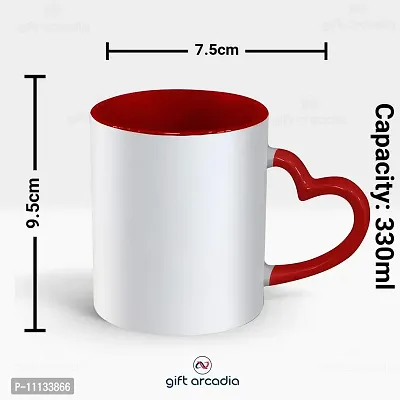 Gift Arcadia Ceramic Hubby & Wifey Heart Handle Coffee Mug - 2 Pieces, Red, 330ml (A015)-thumb4