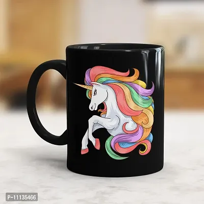 Gift Arcadia Ceramic Unicorn Coffee Mug - 1 Piece, Black, 330ml (A244)-thumb2