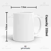 Gift Arcadia Ceramic King Jiju & Queen Didi Coffee Mug - 2 Pieces, White, 330ml (A294)-thumb3