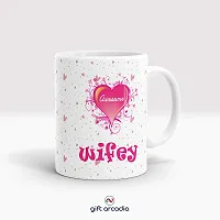 Gift Arcadia Ceramic Hubby Wifey Coffee Mug - 2 Pieces, White, 330ml (A287)-thumb1