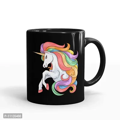 Gift Arcadia Ceramic Unicorn Coffee Mug - 1 Piece, Black, 330ml (A244)-thumb0