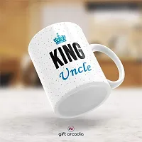 Gift Arcadia Ceramic King Uncle & Queen Aunty Coffee Mug - 2 Pieces, White, 330ml (A301)-thumb2