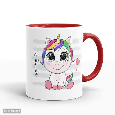 Gift Arcadia Ceramic Unicorn Coffee Mug - 1 Piece, Red, 330ml (A245)-thumb0