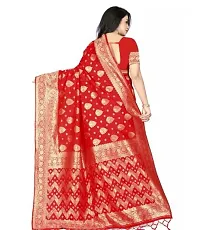 Stylish Red Silk Blend Saree with Blouse piece For Women-thumb1