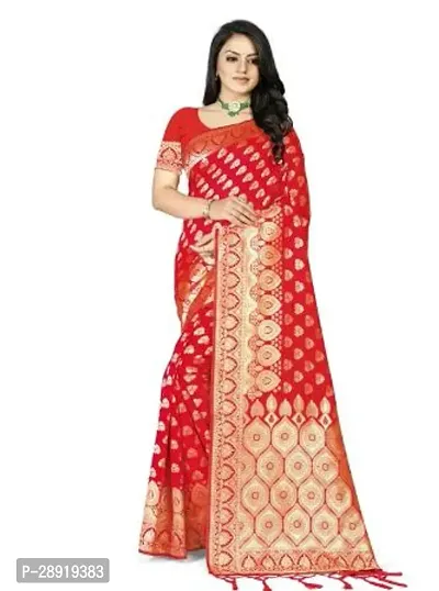 Stylish Red Art Silk Saree with Blouse piece For Women
