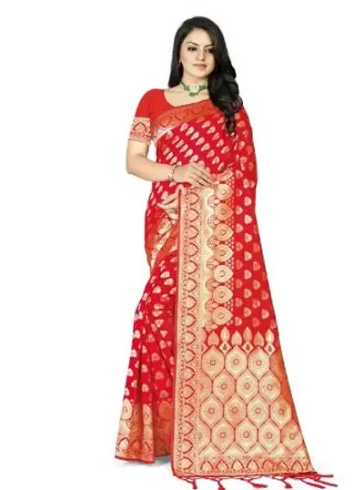 Stylish Silk Jacquard Saree With Blouse Piece For Women